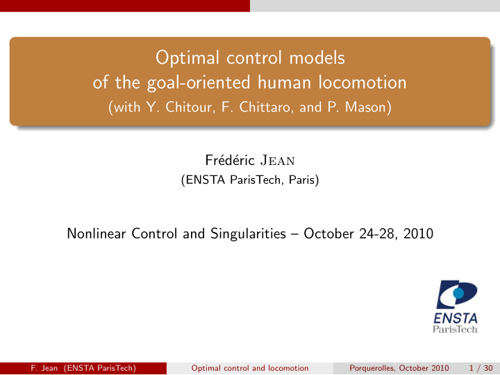 optimal control models of the goal oriented human