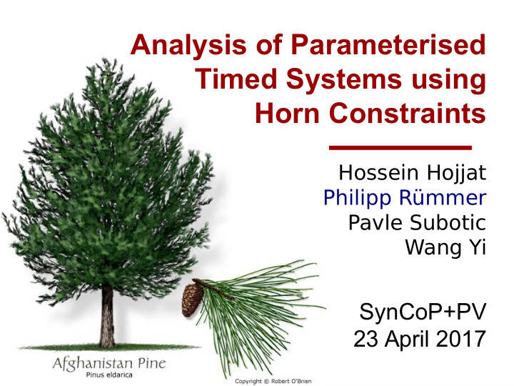 analysis of parameterised timed systems using horn