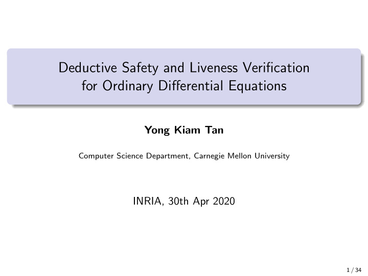 deductive safety and liveness verification for ordinary