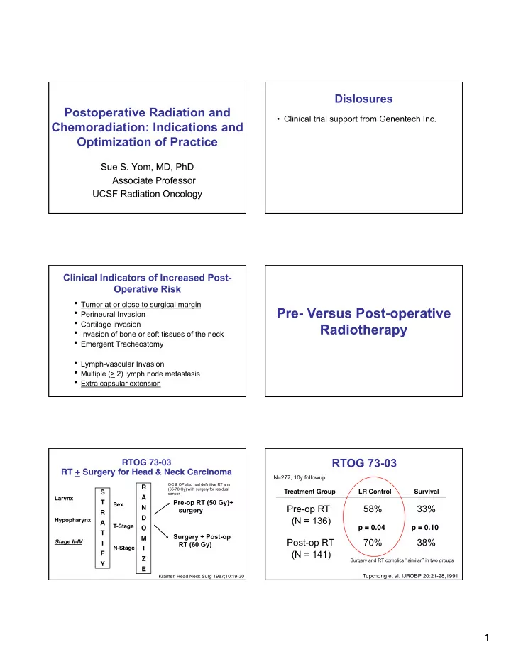 pre versus post operative