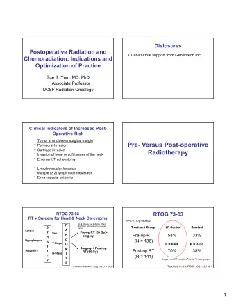 Pre- Versus Post-operative  Perineural Invasion  Cartilage invasion  Radiotherapy