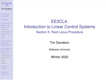 EE3CL4:  Sketching the  Root Locus,  Introduction to Linear Control Systems  Steps 14  Steps 1