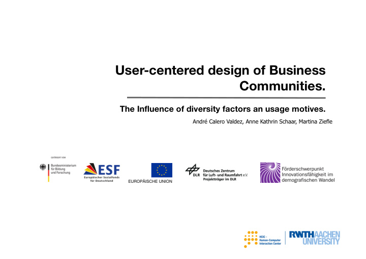 user centered design of business communities
