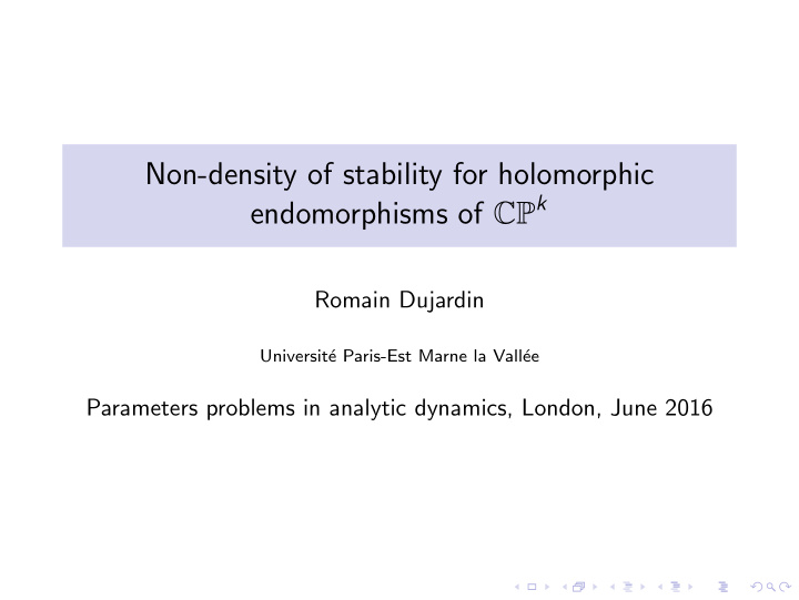 non density of stability for holomorphic