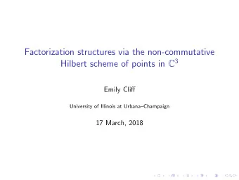 Factorization structures via the non-commutative Hilbert scheme of points in C 3  Emily Cliff