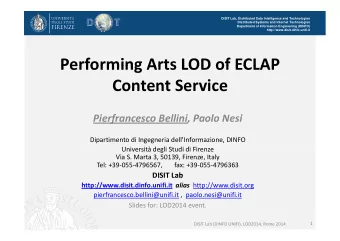 Performing Arts LOD of ECLAP Performing Arts LOD of ECLAP Content Service  Pierfrancesco Bellini,