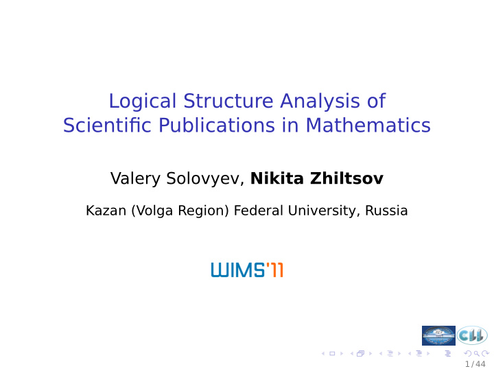 logical structure analysis of scientific publications in