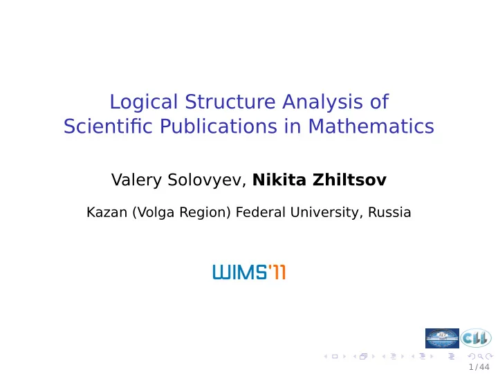 logical structure analysis of scientific publications in
