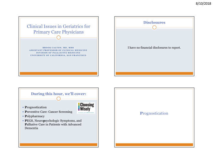 clinical issues in geriatrics for primary care physicians