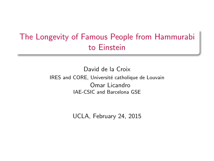 the longevity of famous people from hammurabi to einstein