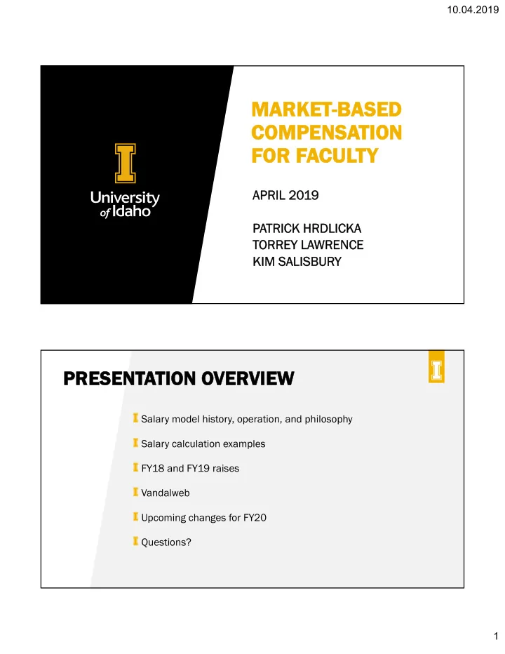 market market based based compens compensation ion fo for