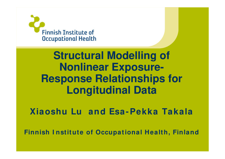 structural modelling of nonlinear exposure response