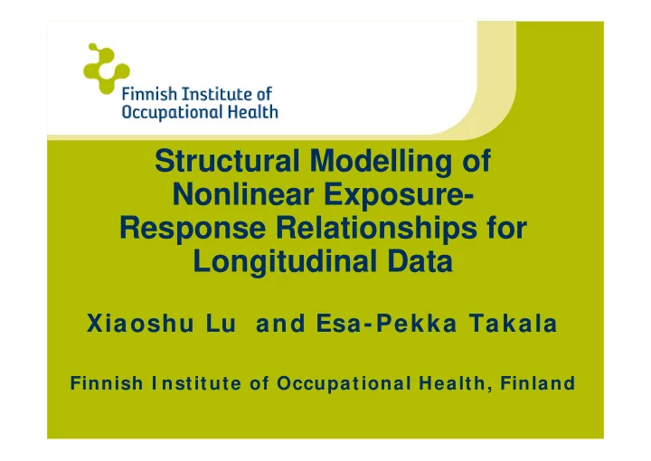 structural modelling of nonlinear exposure response