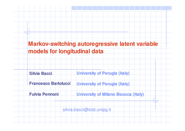 markov switching autoregressive latent variable models