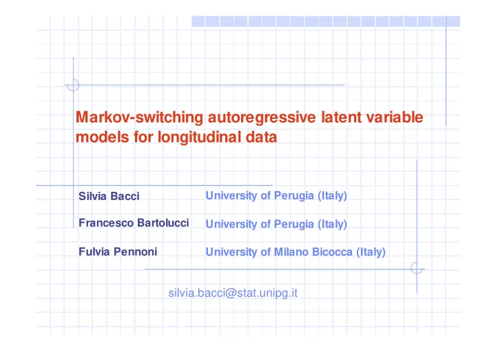 markov switching autoregressive latent variable models