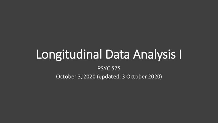 longitudinal data analysis i