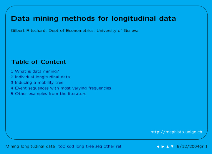 data mining methods for longitudinal data