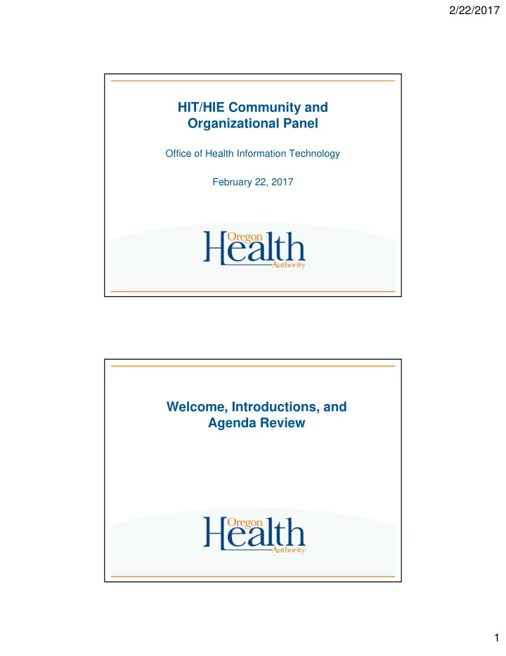 hit hie community and organizational panel