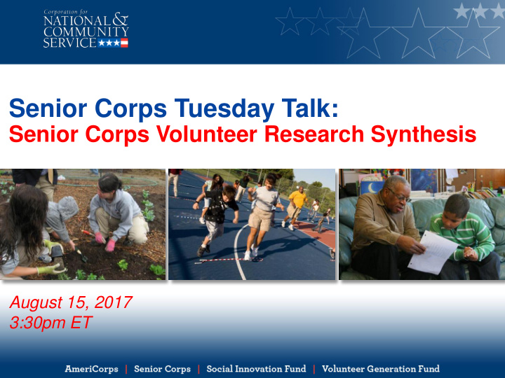 senior corps tuesday talk