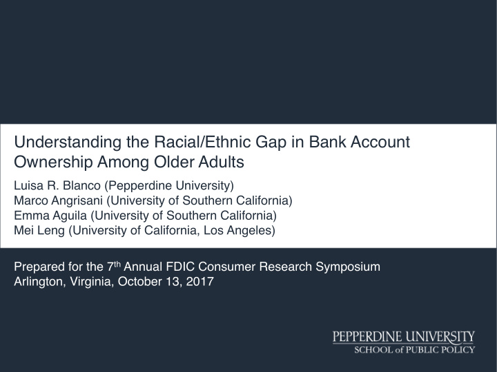 understanding the racial ethnic gap in bank account