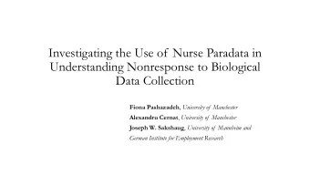 Investigating the Use of Nurse Paradata in  Understanding Nonresponse to Biological  Data