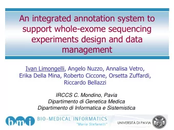 support whole-exome sequencing  experiments design and data management  Ivan Limongelli, Angelo