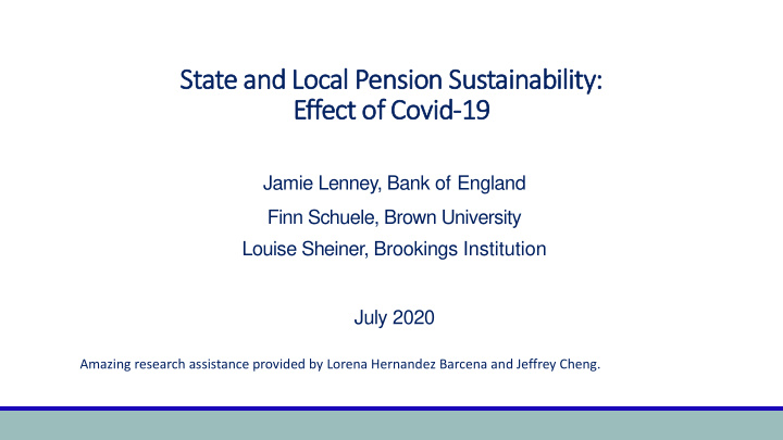 state and local pension sustainability effect of covid 19