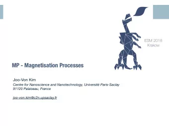 MP - Magnetisation Processes Joo-Von Kim Centre for Nanoscience and Nanotechnology, Universit