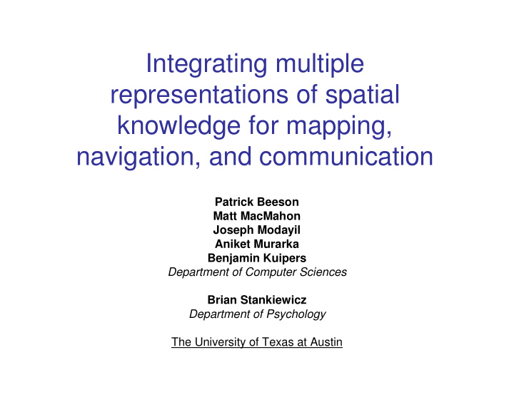 integrating multiple representations of spatial knowledge