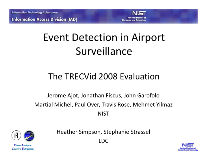 event detection in airport surveillance