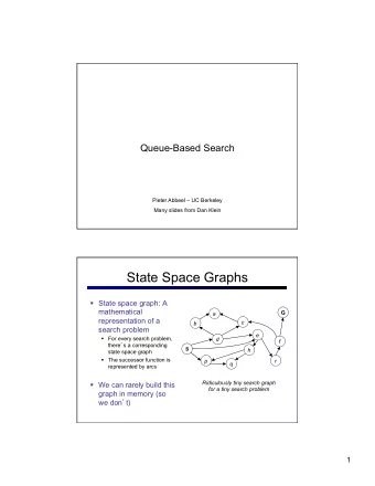 State Space Graphs  State space graph: A  mathematical  G  a  representation of a  c  b