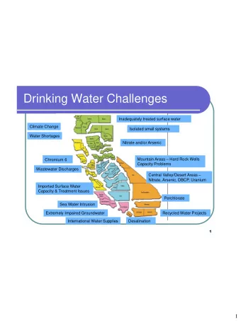 Drinking Water Challenges  Inadequately treated surface water  Climate Change  Isolated small