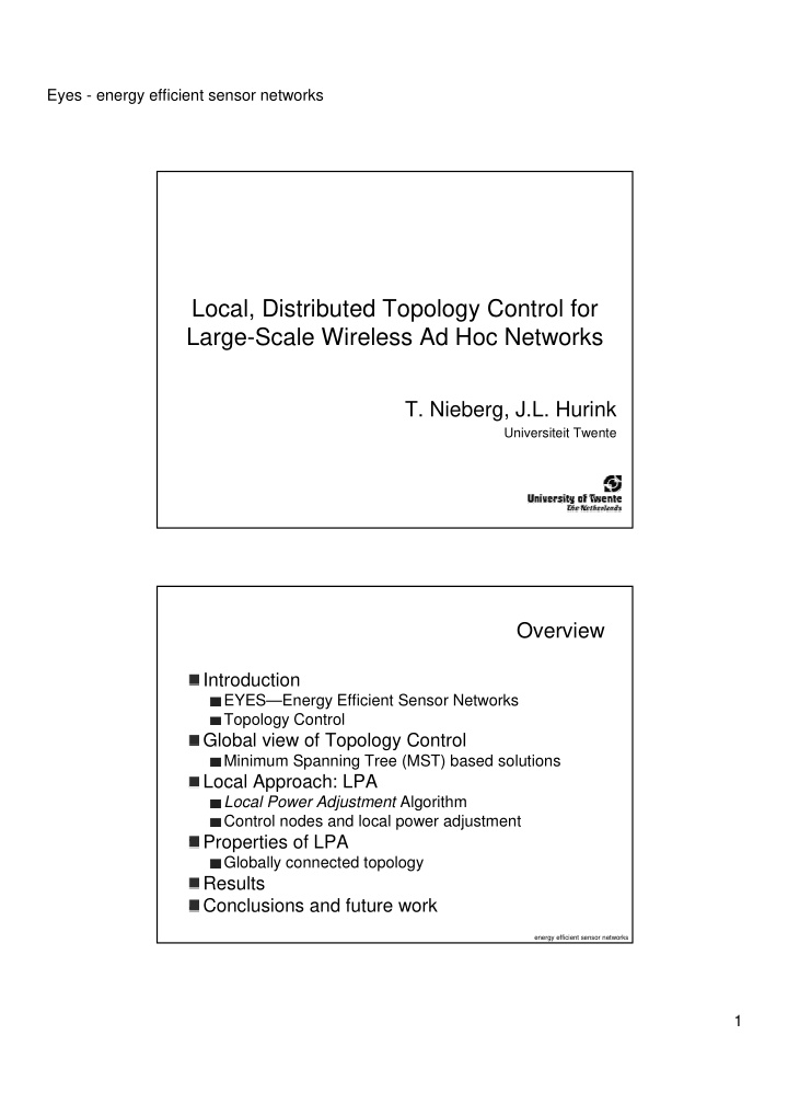 local distributed topology control for large scale