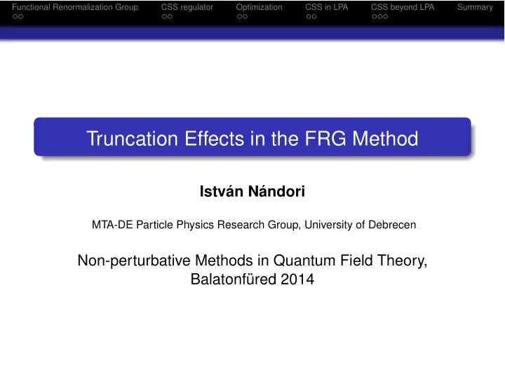 truncation effects in the frg method