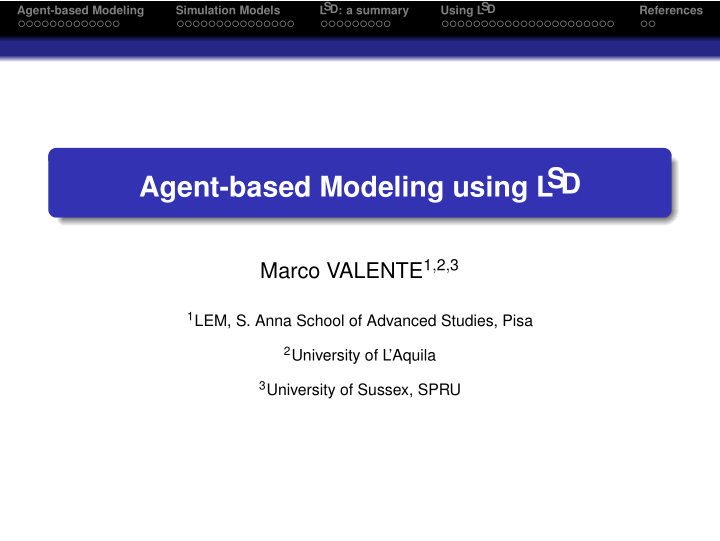 s d agent based modeling using l