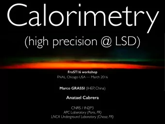 Calorimetry  (high precision @ LSD)  FroST16 workshop  FNAL, Chicago USA  March 2016 Marco