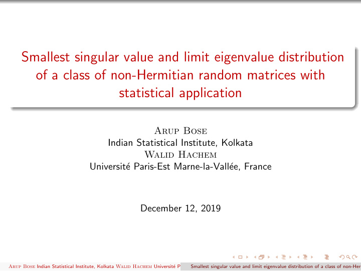 smallest singular value and limit eigenvalue distribution