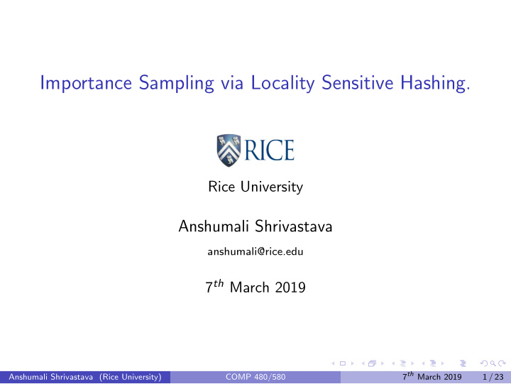 importance sampling via locality sensitive hashing