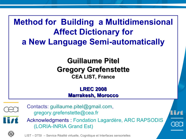 method for building a multidimensional affect dictionary