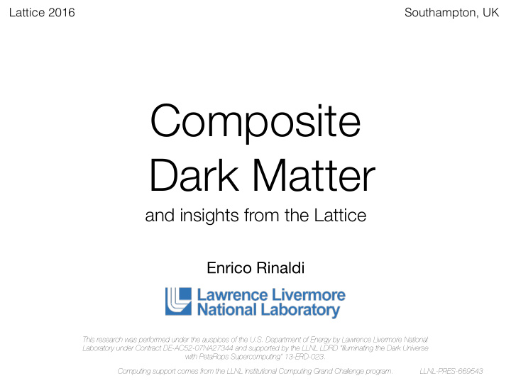 composite dark matter