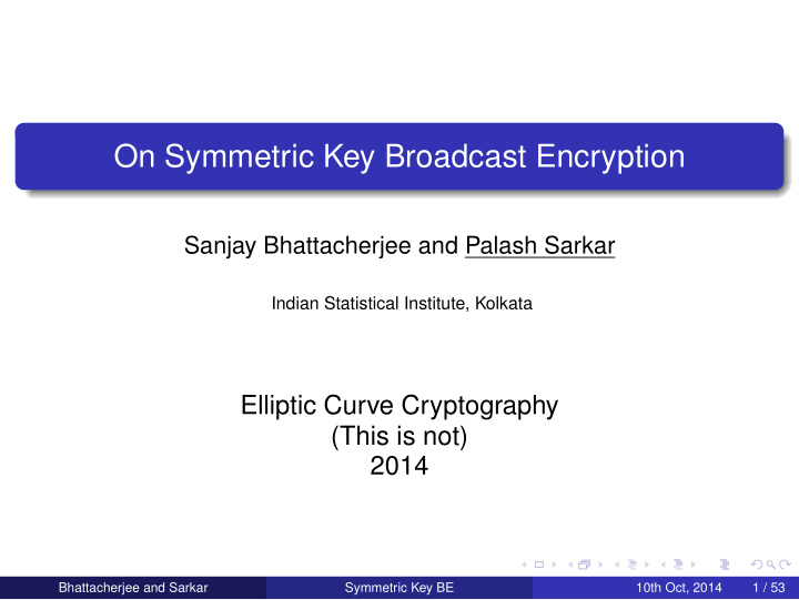 on symmetric key broadcast encryption