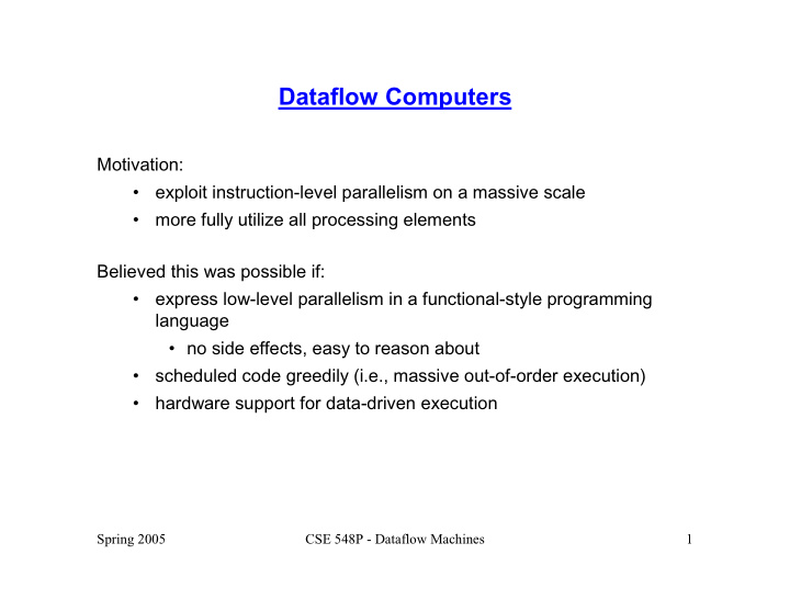 dataflow computers