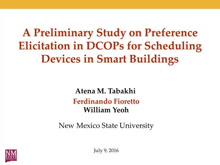 a preliminary study on preference elicitation in dcops