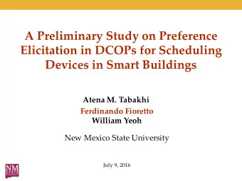 A Preliminary Study on Preference  Elicitation in DCOPs for Scheduling  Devices in Smart Buildings