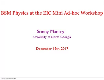 BSM Physics at the EIC Mini Ad-hoc Workshop  Sonny Mantry  University of North Georgia  December