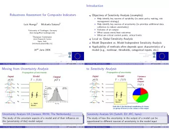Introduction  Robustness Assessment for Composite Indicators  Objectives of Sensitivity Analysis
