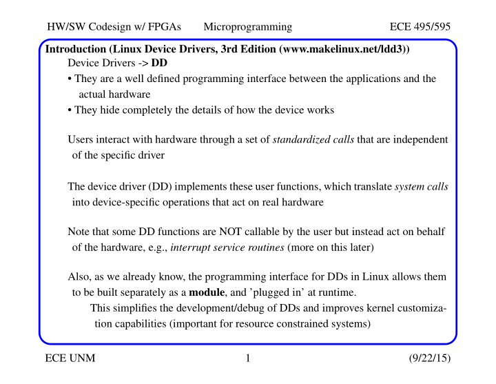 hw sw codesign w fpgas microprogramming ece 495 595