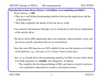 HW/SW Codesign w/ FPGAs  Microprogramming  ECE 495/595  Introduction (Linux Device Drivers, 3rd
