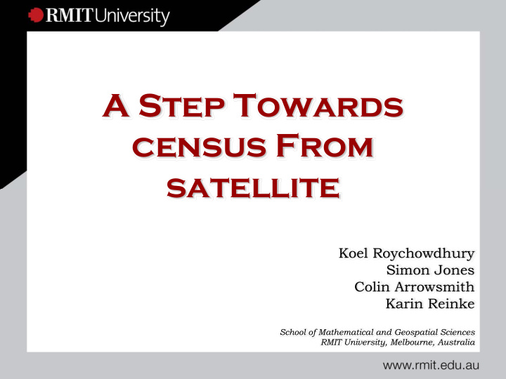 a step towards census from satellite