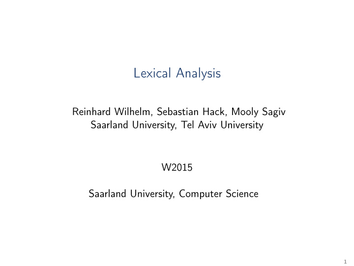 lexical analysis